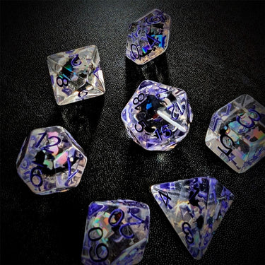 Cats in Clear Resin - 7pcs RPG Full Dice Set